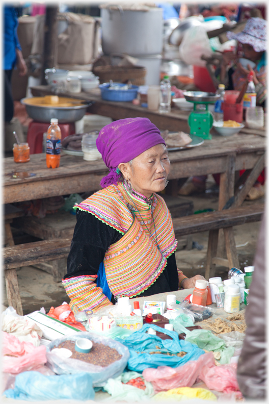 Woman selling medicines.