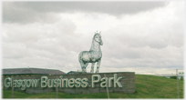 The Glasgow Business Park horse welcomes the apporaching visitor.