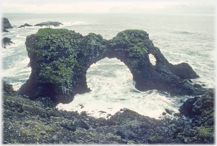 A circular shaped sea arch.
