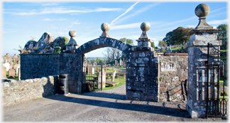 Entrance gates to cemetery.