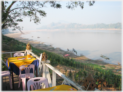 View from restaurant down the River Mekong.