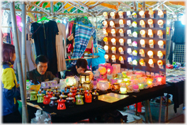 Stall with lamps
