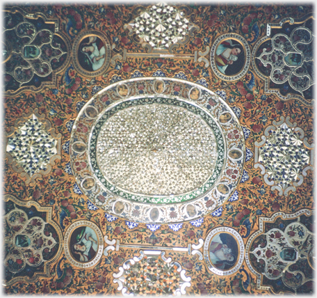 Narenjestan detail of mirrored ceiling.