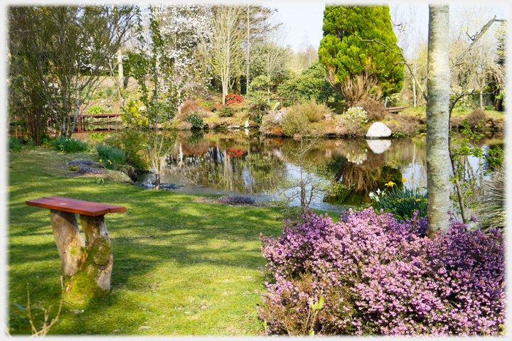 A view of a large pool in the garden at The Crinan.