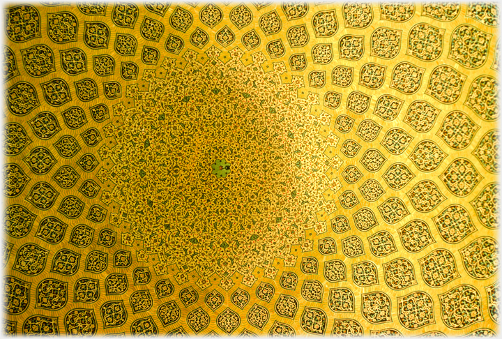 The interior ceiling of the Lotfollah Mosque in Isfahan.