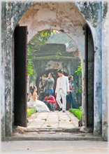 Formal wedding photo at the Temple of Literature.