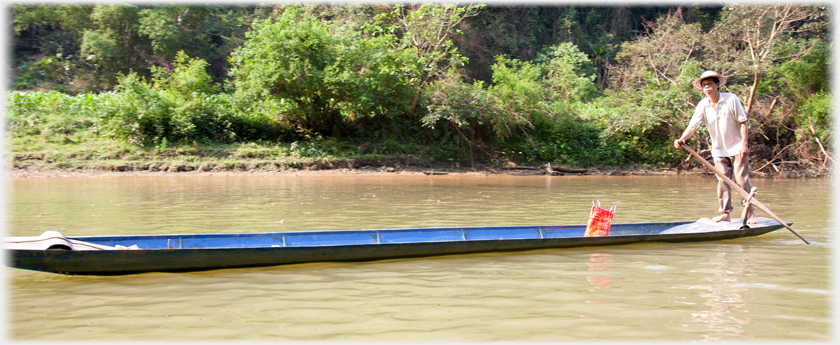 Side view of man in boat.