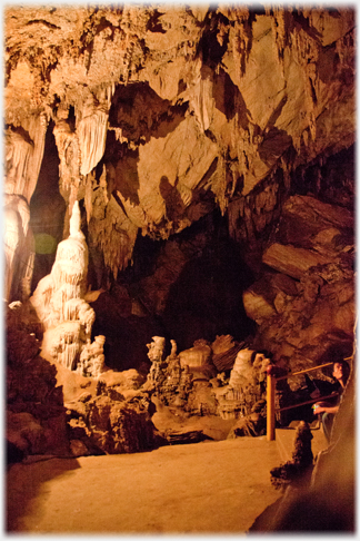 Cave interior, Han at side.