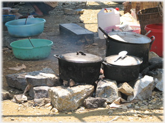 Pots at cafe.