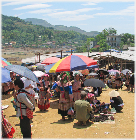 Traders at edge of market.