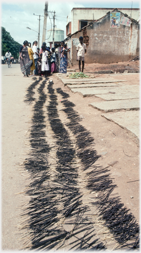 Joss sticks drying.