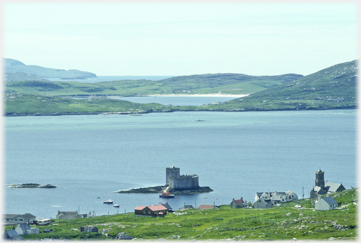 Kisimul Castle with Vatersay beyond.