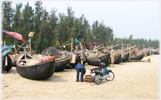 Boats and motorbike