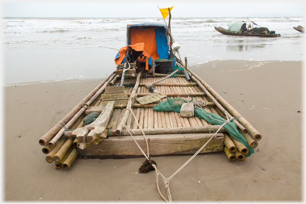 Flat boat with cabin