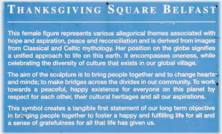 Explanatory plaque in Thanksgiving square.