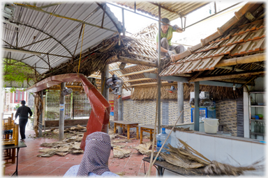 Removing gutters.