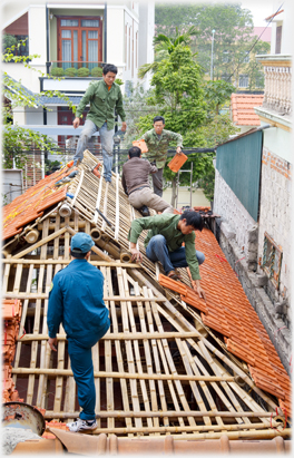 Roof half tiled.