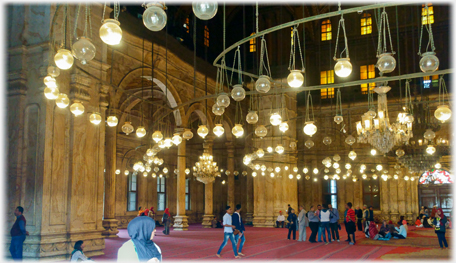 Hanging lamps in the interior.