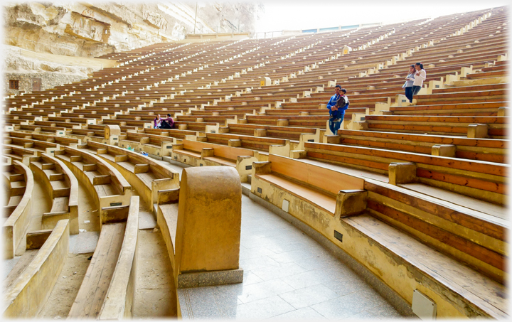 Banks of seats in St Simon's Church.