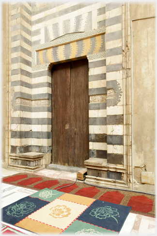 Door with stone work.