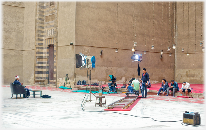 A film session in the Mosque.