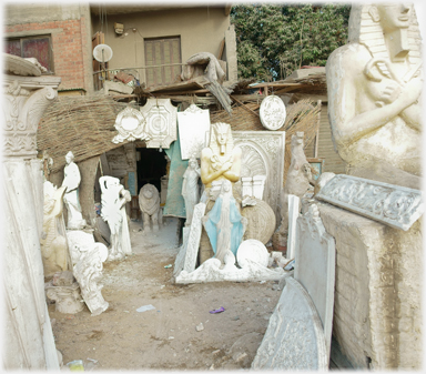 Carvings and castings of classical statues.