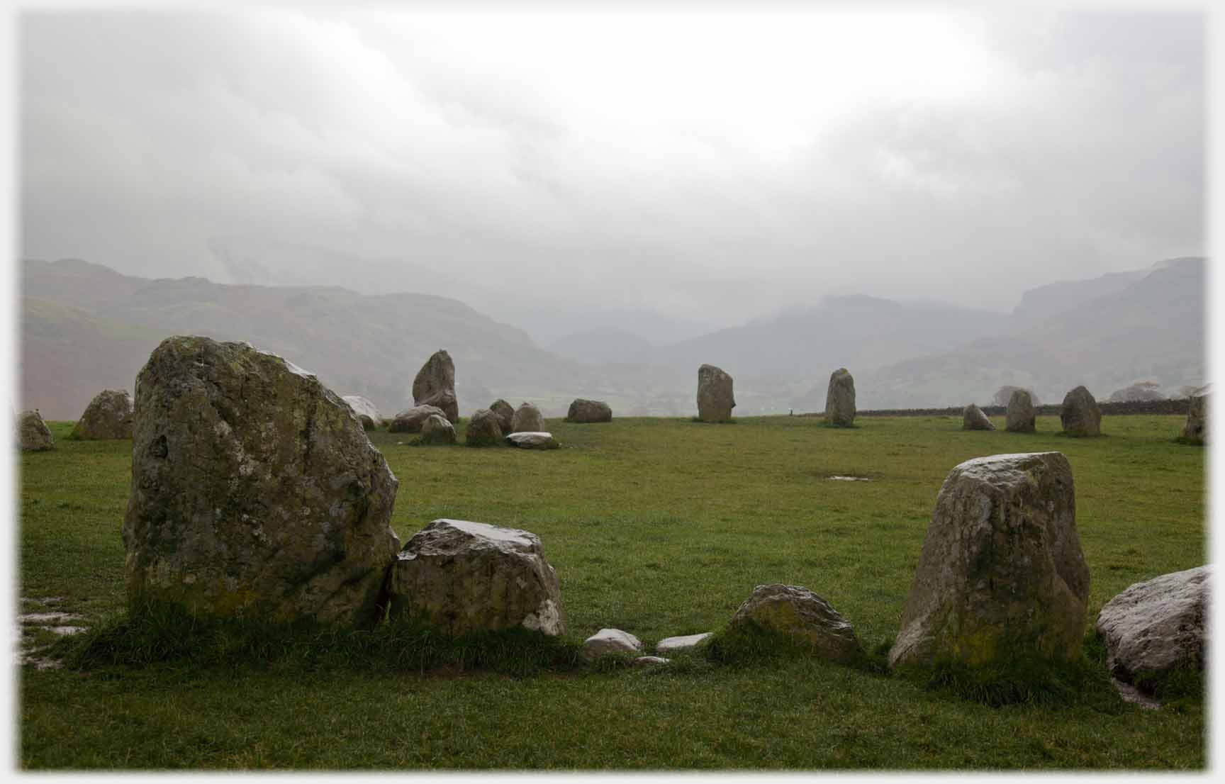 Closer shot of stone circle.