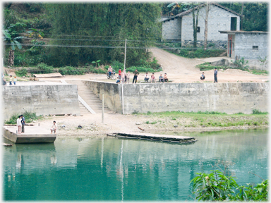 Chinese looking across the river.