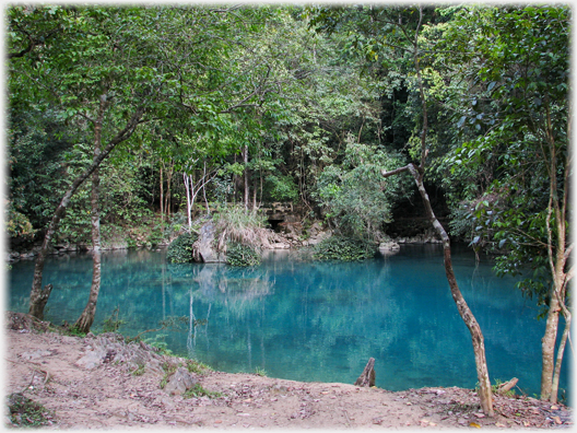 River pool of deep turquoise.