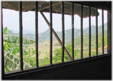 View through barred window.