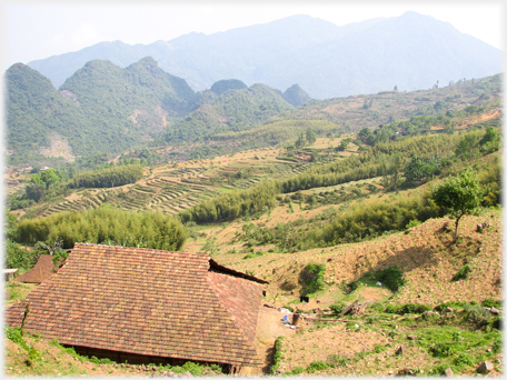 View of karsts from houses.