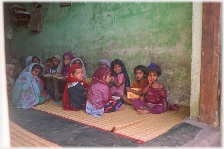 Girls in a small Islamic school.