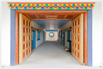 Entrance to the Samye Ling Temple at Eskdalemuir in Scotland.