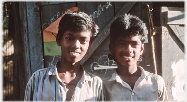 Two boys posing for the photographer.