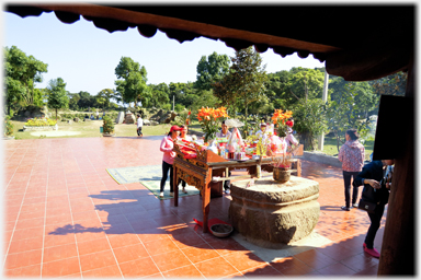 Altar at the entrance to the pagoda.