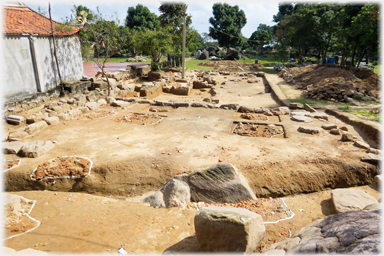 Excavations beside the pagoda.