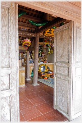 Looking into the pagoda from aside door.