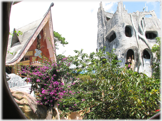 Triangular canopy and tower.