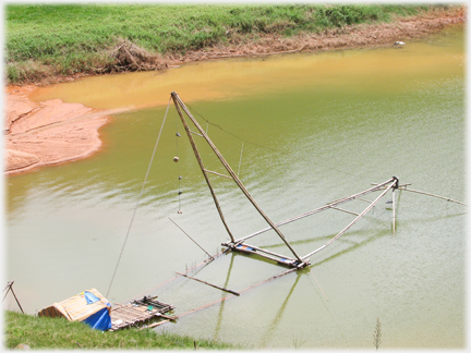 A lift-net in a river.