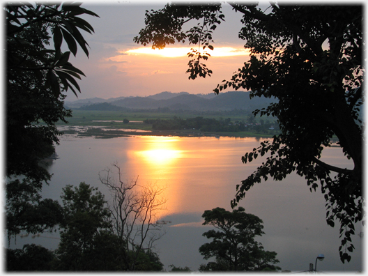 Sunsetting over a lake.