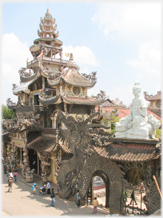 View of the two entrances from the tower.