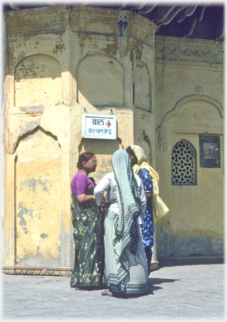 Women outside the clinic.