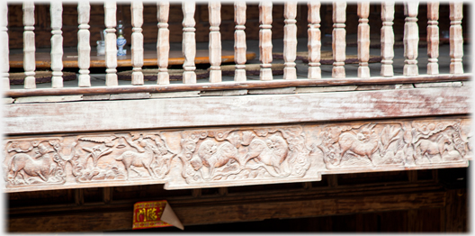 Balustrade and carving.