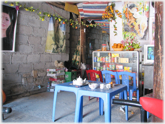 Inside cafe by the market.