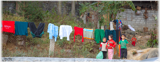 Children and clothes line.