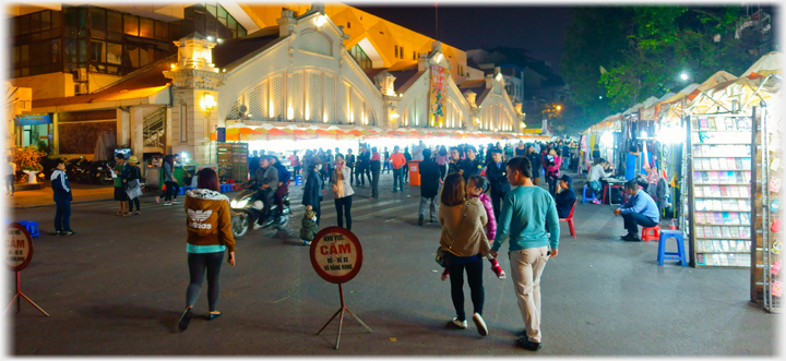 Market front at night.