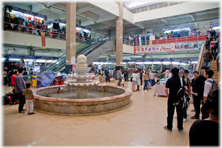 Fountain and staircases.