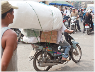 Overloaded bike.