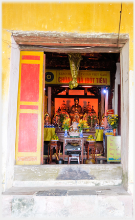 Looking in through a doorway towards the inner shrine.