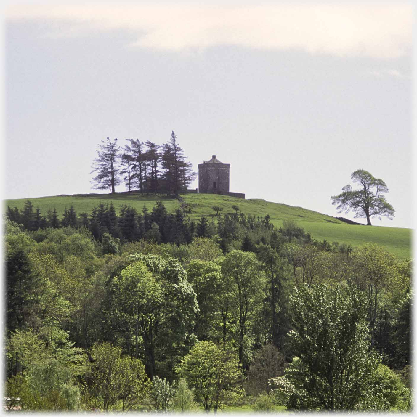 Tower on hilltop.